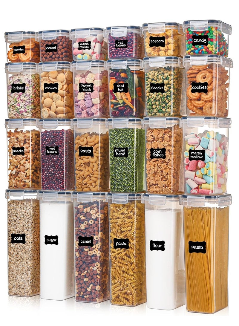 توكو حاويات تخزين طعام محكمة الغلق مع أغطية | 24 قطعة | خالية من مادة BPA | منظم المطبخ | للحبوب والأرز والدقيق والشوفان | تتضمن 24 ملصقًا مجانًا - Image 1