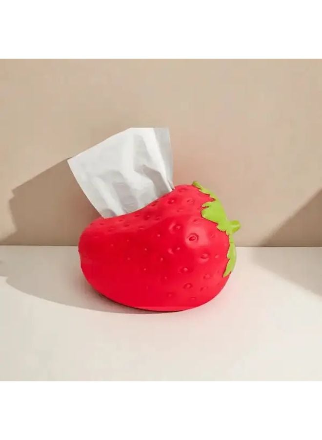 صندوق المناديل على شكل فراولة بتصميم يدوي إبداعي لتزيين المنزل - Image 1