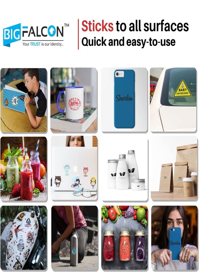 BIGFALCON ورق لاصق قابل للطباعة من BIGFALCON Premium A4 (8.5x11 بوصة) 25 ورقة، أوراق شفافة ذاتية اللصق، مقاومة للماء، تجف بسرعة وغير قابلة للتمزق لأي طابعة نافثة للحبر (25 ورقة) - Image 4