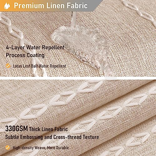 BTTN Boho Farmhouse Shower Curtain, Linen Rustic Heavy Duty Striped Fabric Shower Curtain Set with Tassel, Water Repellent, Bohemian Vintage Country Cloth Shower Curtain for Bathroom, Tan/Taupe, 72x72 - Image 4