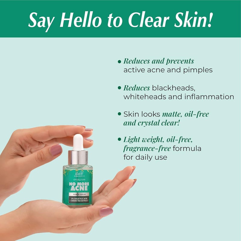 Iba Crystal Clear No More Acne 2 Salicylic Acid Power Serum  For Acne Pimples Blackheads  Open Pores  For Oily or Combination Skin  Halal Certified  Vegan  30 ml - Image 3