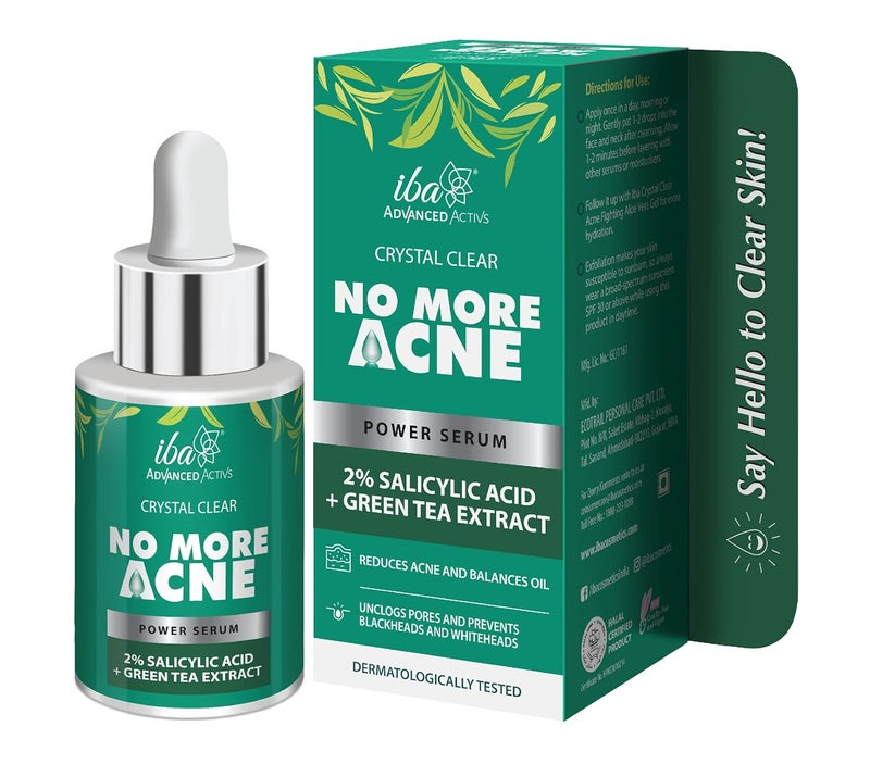 Iba Crystal Clear No More Acne 2 Salicylic Acid Power Serum  For Acne Pimples Blackheads  Open Pores  For Oily or Combination Skin  Halal Certified  Vegan  30 ml - Image 1