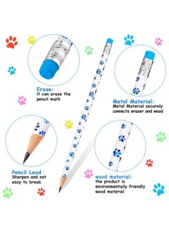 Chinco 36 Pieces Paw Print Pencils Paw Kids Patrol Pencils Wooden Writing Novelty Pencils With Erasers Doggy Party Favors Prizes School Supplies For Kids 6 Colors  - Image 3