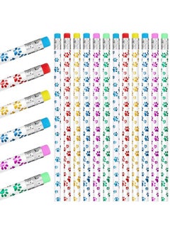 Chinco 36 Pieces Paw Print Pencils Paw Kids Patrol Pencils Wooden Writing Novelty Pencils With Erasers Doggy Party Favors Prizes School Supplies For Kids 6 Colors  - Image 1