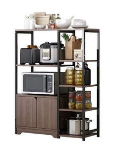 AGD Kitchen Standing Shelf Units Kitchen Rack with Storage Cabinet 4-Tier Microwave Oven Stand Spice Holder, Black  - Image 1