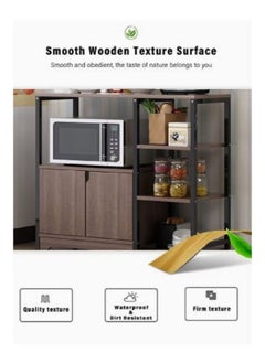 AGD Kitchen Standing Shelf Units Kitchen Rack with Storage Cabinet 4-Tier Microwave Oven Stand Spice Holder, Black  - Image 3