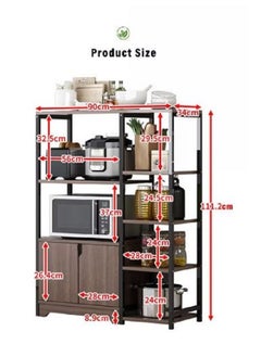 AGD Kitchen Standing Shelf Units Kitchen Rack with Storage Cabinet 4-Tier Microwave Oven Stand Spice Holder, Black  - Image 4