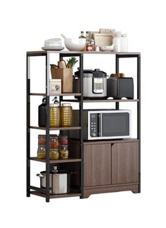 AGD Kitchen Standing Shelf Units Kitchen Rack with Storage Cabinet 4-Tier Microwave Oven Stand Spice Holder, Black  - Image 2