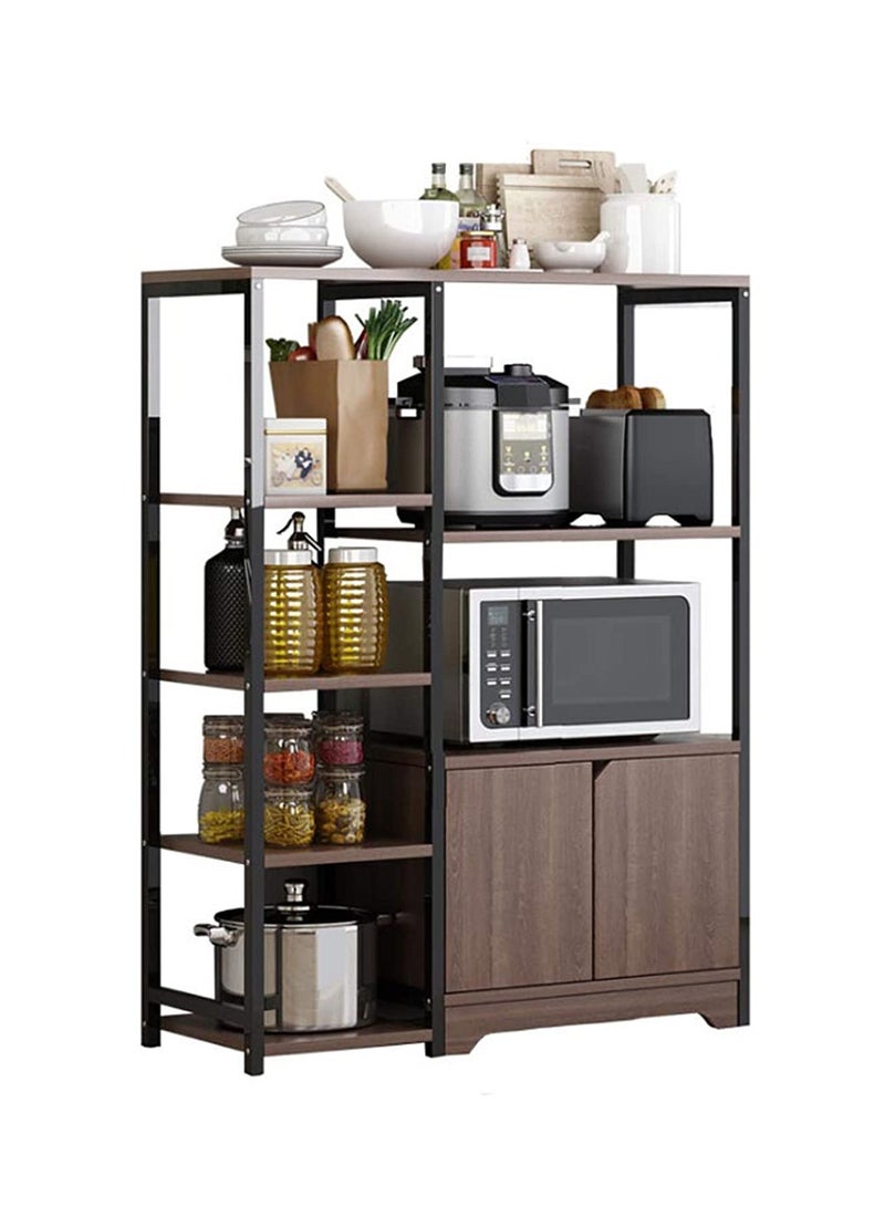 AGD Kitchen Standing Shelf Units Kitchen Rack with Storage Cabinet 4-Tier Microwave Oven Stand Spice Holder, Black - Image 2