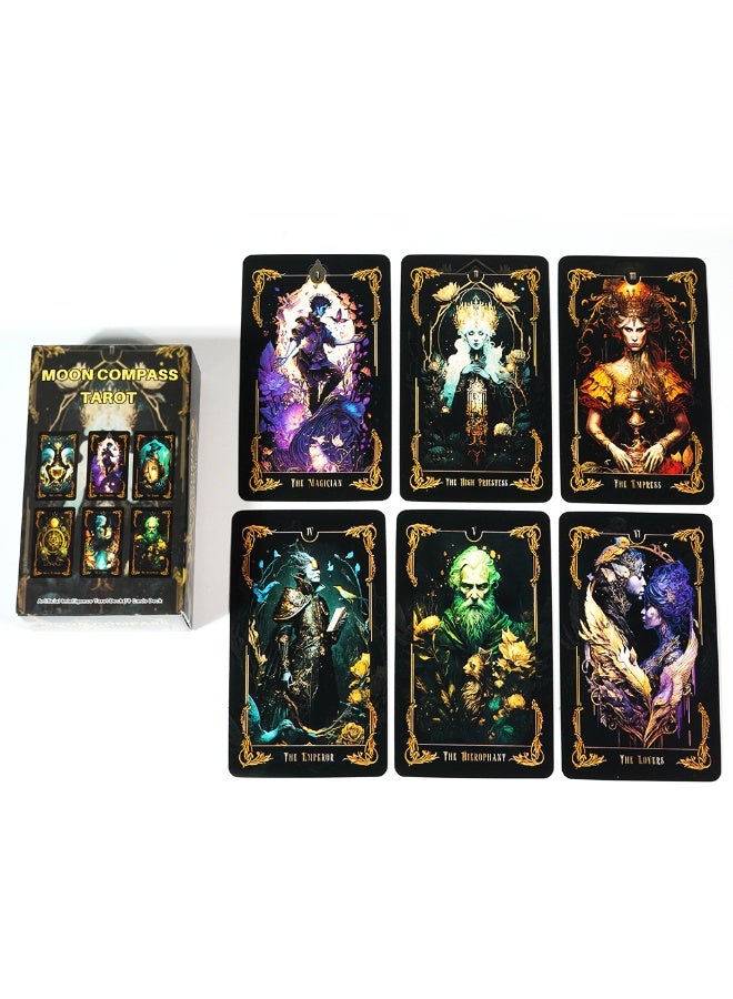 NIBEMINENT 78 Cards - Moon Compass Tarot Deck Set - Tarot Cards - Intelligence - Modern Traditional Spiritual Pattern Line Drawing Board Game - Magician Card - Image 2