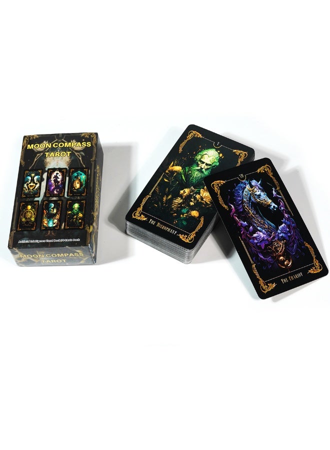 NIBEMINENT 78 Cards - Moon Compass Tarot Deck Set - Tarot Cards - Intelligence - Modern Traditional Spiritual Pattern Line Drawing Board Game - Magician Card - Image 3