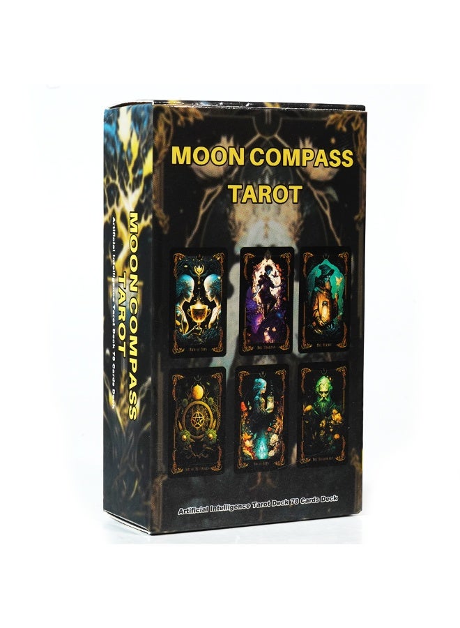 NIBEMINENT 78 Cards - Moon Compass Tarot Deck Set - Tarot Cards - Intelligence - Modern Traditional Spiritual Pattern Line Drawing Board Game - Magician Card - Image 1