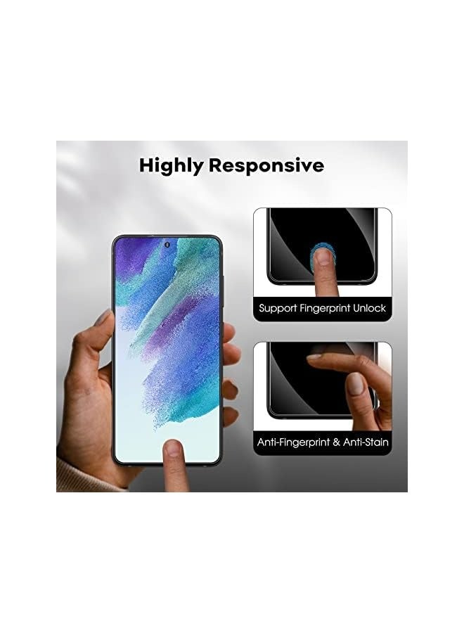 جي تيك واقي شاشة لهاتف Galaxy S21 FE 5G مع واقي عدسة الكاميرا، أداة سهلة التركيب، طبقة من الزجاج المقسى، متوافق مع معرف بصمة الإصبع، عبوتان لكل منهما - Image 4