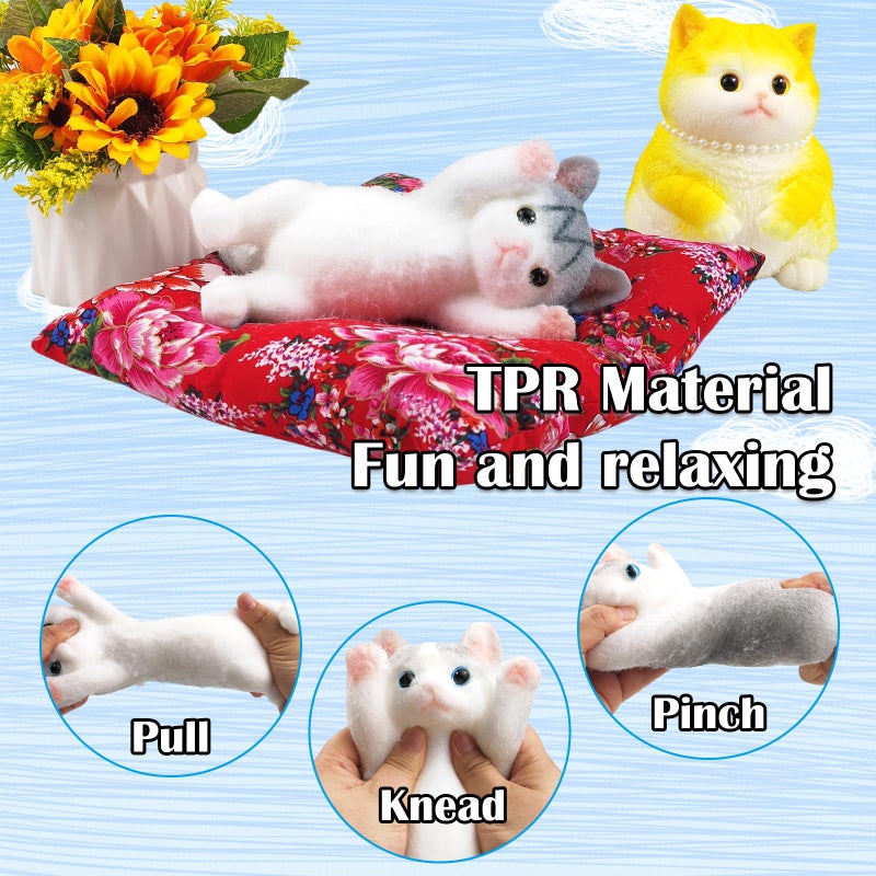 QOUXZ Big Hand Painted Cat Squishy Toysï¼ŒLarge Cute Ultra Soft Kitty Squeeze Fidget Toys for Stress Relief ,Kawaii Squishies Sticky Animal Toys for Adults Kids,Decompression Sensory Balls Toys for Autism - Image 4