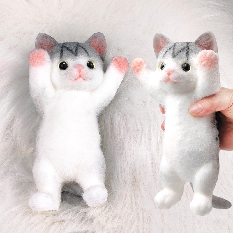 QOUXZ Big Hand Painted Cat Squishy Toysï¼ŒLarge Cute Ultra Soft Kitty Squeeze Fidget Toys for Stress Relief ,Kawaii Squishies Sticky Animal Toys for Adults Kids,Decompression Sensory Balls Toys for Autism - Image 1