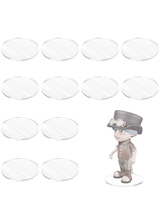 Cosmos 12 Pcs Round Action Figure Stand Base Acrylic Figure Display Stands Miniature Bases Mini Doll Model Display Holder Accessories for Figures, Dolls, Small Collectibles (Transparent Clear, 50mm) - Image 1