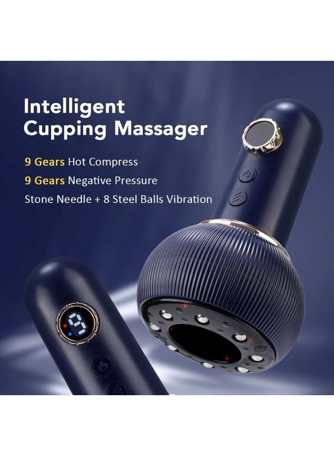 Smart Electric Vacuum Suction Massager with Heat and Gua Sha , 9-Level Cupping Therapy Device with Vibration & Red Light, Includes Wormwood Essential Oil for Enhanced Massage Experience - Image 2