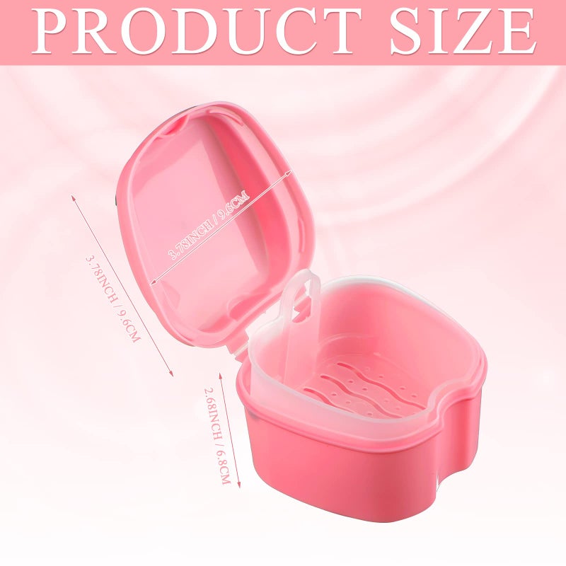 Zubebe 20 Pcs Denture Bath Retainer Case Holder Bulk with Strainer Basket Dental Cup Denture Soaking Container False Teeth Storage Box for Travel Cleaning Brace Mouth Guard, 5 Colors - Image 2