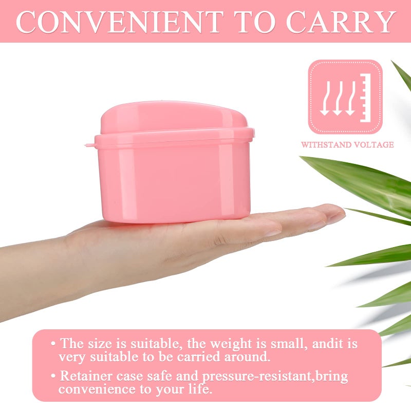 Zubebe 20 Pcs Denture Bath Retainer Case Holder Bulk with Strainer Basket Dental Cup Denture Soaking Container False Teeth Storage Box for Travel Cleaning Brace Mouth Guard, 5 Colors - Image 5