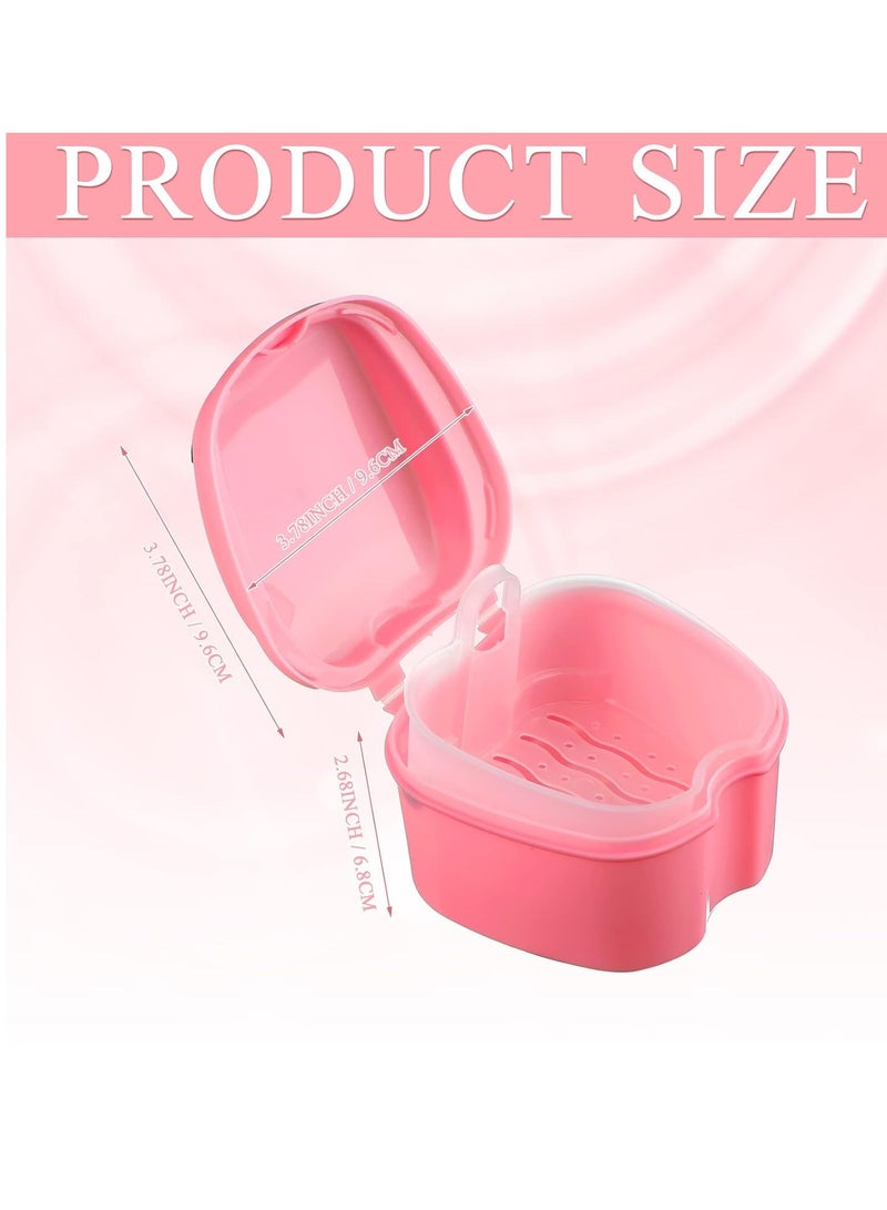 Zubebe Zubebe 20 Pcs Denture Bath Denture Retainer Case Bulk Denture Holder with Strainer Basket Dental Cup Denture Soaking Container False Teeth Storage Box for Travel Cleaning Brace Mouth Guard, 5 Colors  - Image 2