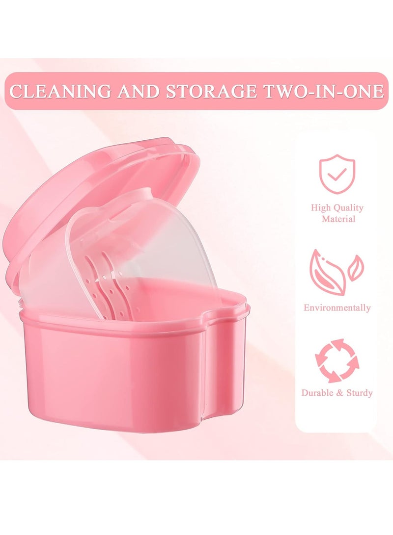 Zubebe Zubebe 20 Pcs Denture Bath Denture Retainer Case Bulk Denture Holder with Strainer Basket Dental Cup Denture Soaking Container False Teeth Storage Box for Travel Cleaning Brace Mouth Guard, 5 Colors  - Image 4
