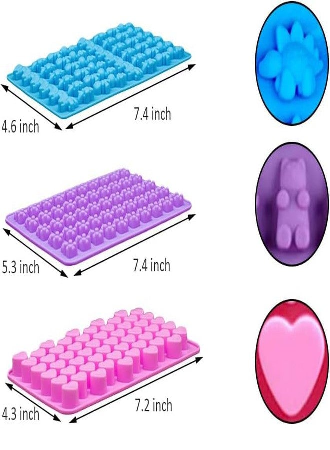 BAMUTU Silicone Candy Molds Set of 3, Dinosaur, Bear, Heart Shapes with 2 Droppers for Gummy, Chocolate & Homemade Treats BPA-Free, Non-Stick, Food-Grade - Image 2