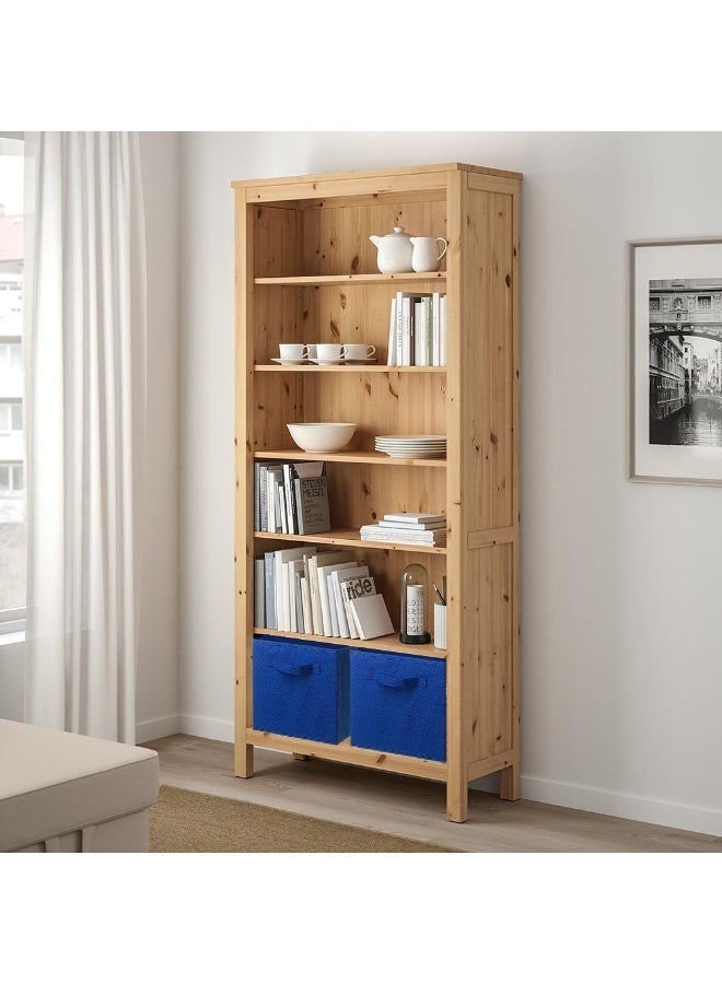 Six dark blue foldable fabric square storage bins with handles, size 27×27×28 cm. - Image 3