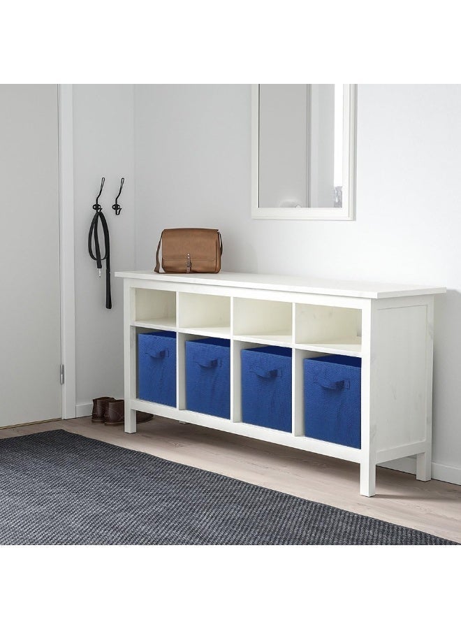 Six dark blue foldable fabric square storage bins with handles, size 27×27×28 cm. - Image 2