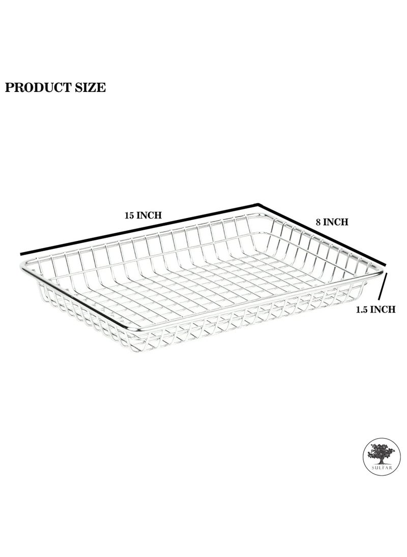 sulfar SS Kitchen Cabinet Drawer Organizer Tray - Storage Basket for Cutlery, Serving Spoons, Cooking Utensils, Gadgets (Pack of 1) Silver  - Image 2