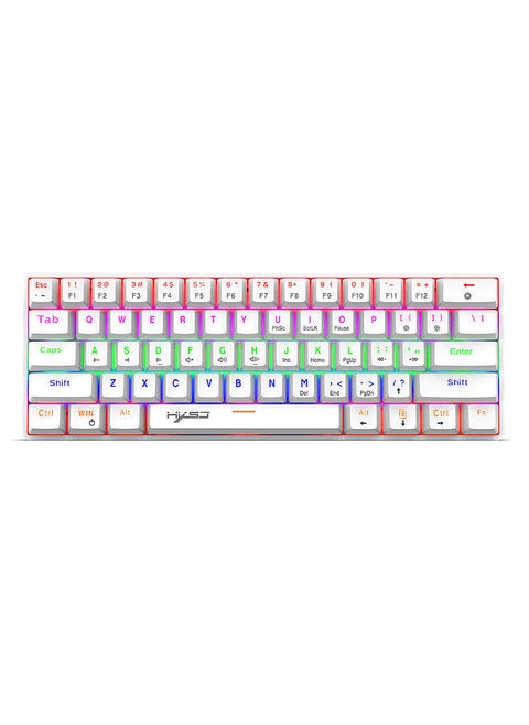 V900 Wired 61-key Compact Mechanical Keyboard RGB Backlit Keyboard N-key Rollover Blue Switch Double Shot Keycaps, White