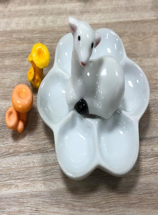 Tsnamay طبق طعام سيراميكي من تسناماي، مقاس 3.5 بوصة، يحتوي على 7 أقسام، وهو وعاء سيراميكي مضاد للانقلاب للطعام والماء، مناسب لسرطان البحر الناسك والعنكبوت والحلزون. - Image 4