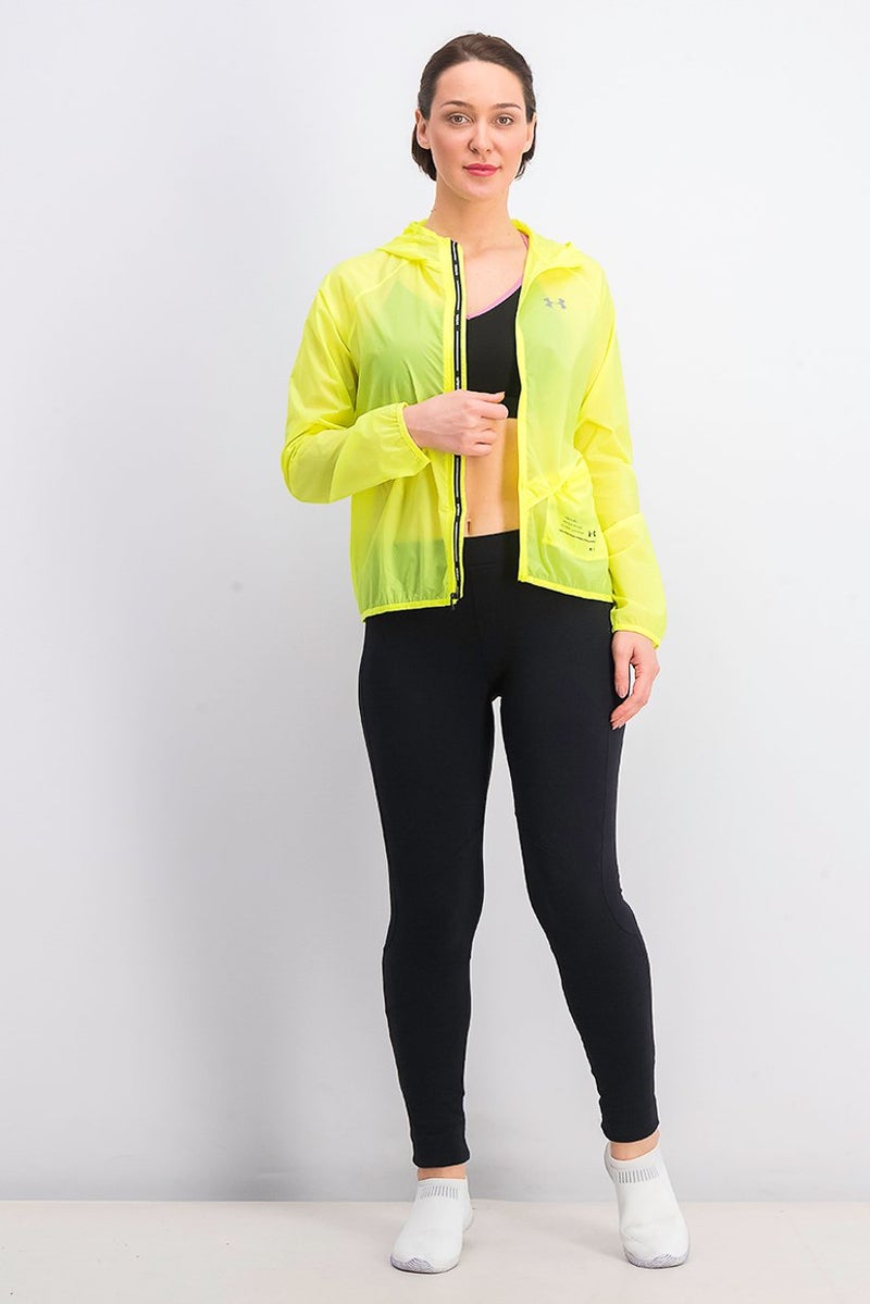 UNDER ARMOUR جاكيت نسائي قابل للتعبئة من Ua Qualifier Storm، لون أخضر ليموني - Image 4