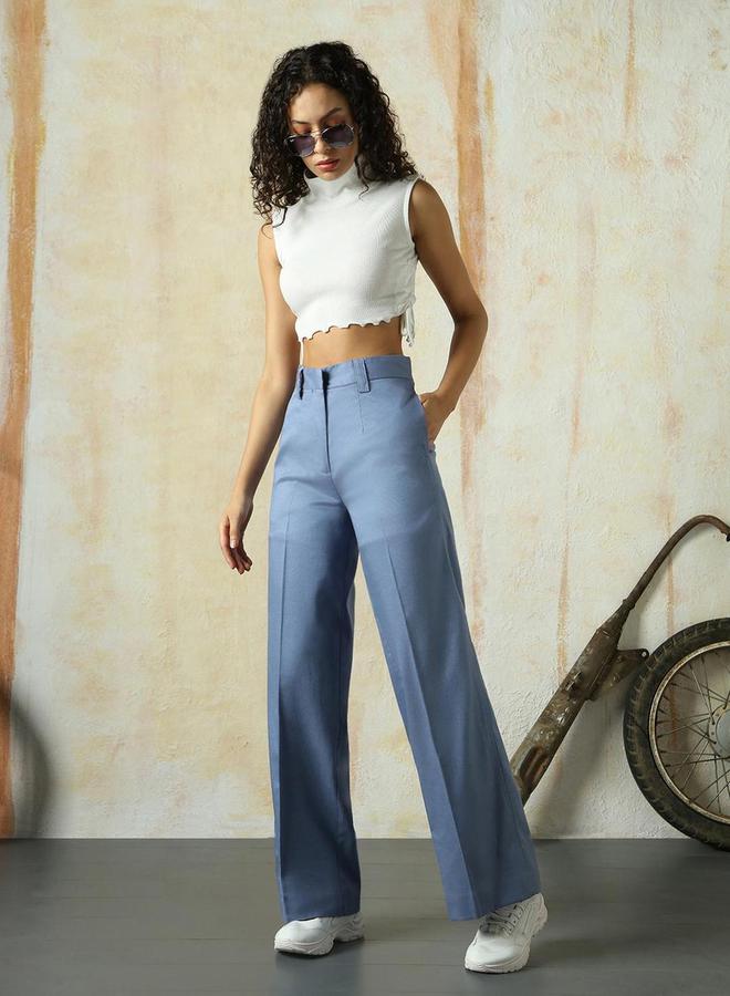 HIGH STAR Plain High Rise Wide Leg Trousers - Image 4