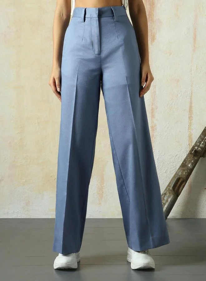 High Star  Plain High Rise Wide Leg Trousers for Women | Best Price UAE