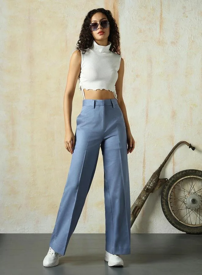 High Star  Plain High Rise Wide Leg Trousers for Women | Best Price UAE