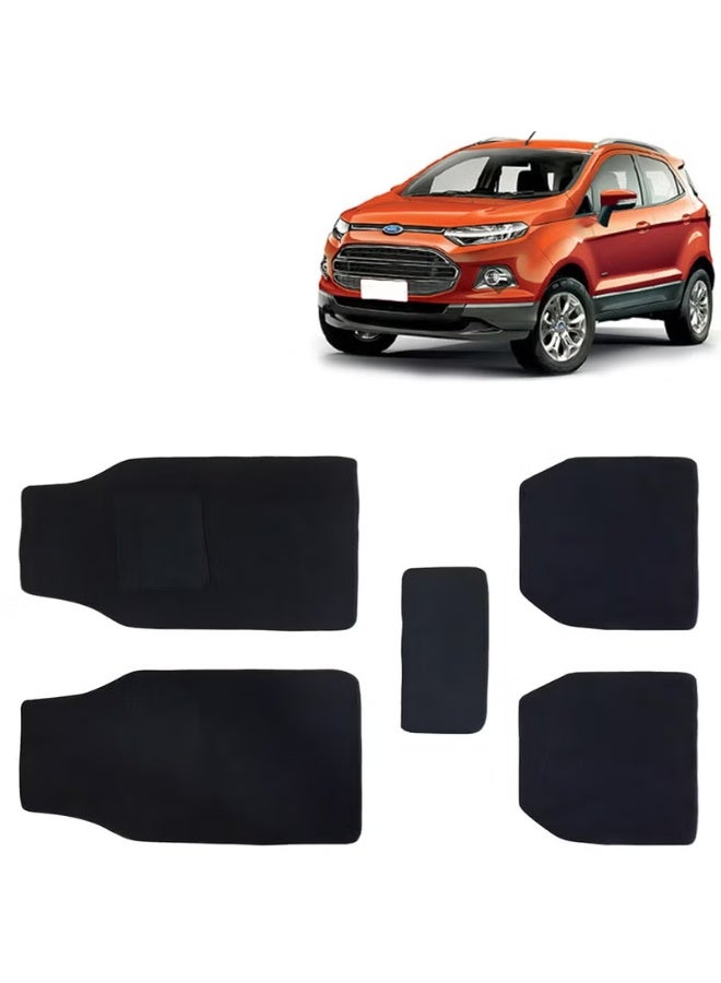 Classic Carpet Style Universal Car Mats for Ford Ecosport 2012-2016 Model Black Color Anti Slip Car Floor Foot Mats Complete Set of 5 Piece Executive Series - Image 1