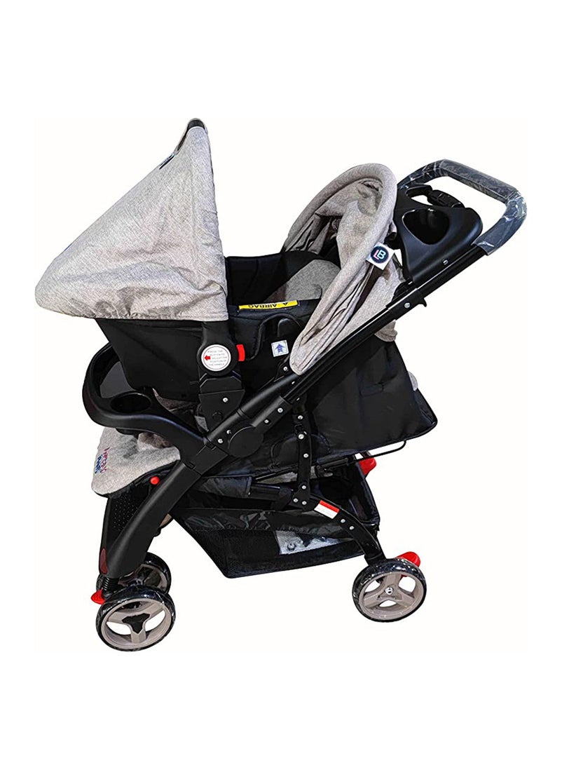 Lovely Baby عربة أطفال جميلة مع مقعد سيارة LB6622 رمادي  - Image 2