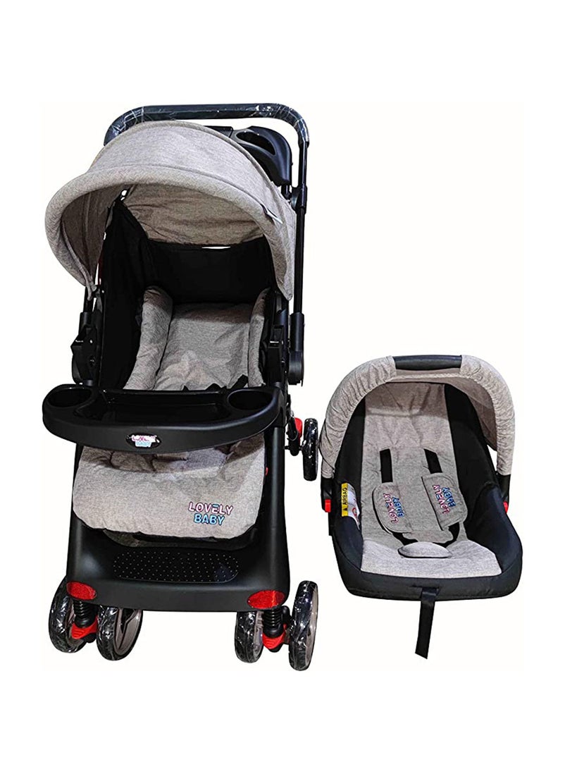 Lovely Baby عربة أطفال جميلة مع مقعد سيارة LB6622 رمادي  - Image 1