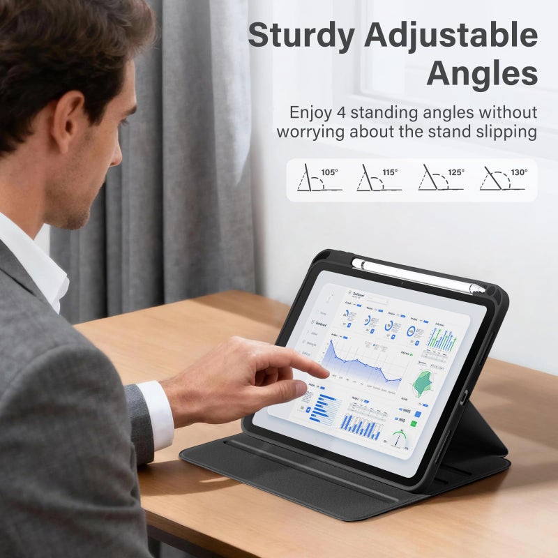 Akkerds for iPad (A16) 11th Generation Case 11 Inch 2025, for iPad 10th Generation Case 10.9 Inch 2022 with Pencil Holder, Multiple Angles Stand Cover, Shockproof TPU Back, Auto Sleep/Wake, Black - Image 4