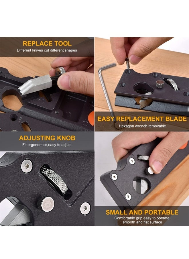 Chamfer Plane for Wood, Woodworking Edge Corner Plane with Auxiliary Locator, Woodcraft DIY Tool, Woodwork Hand Planer for Quick Edge Trimming of Wood (W/1cuter)