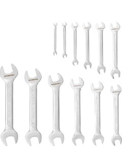 WORKPRO WP202507 6-32MM 12 Piece Cr-V Professional Open End Wrench Set + Cloth Carrying Case  - Image 2