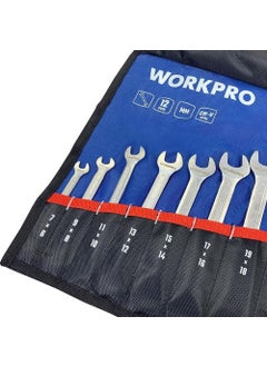 WORKPRO WP202507 6-32MM 12 Piece Cr-V Professional Open End Wrench Set + Cloth Carrying Case  - Image 3