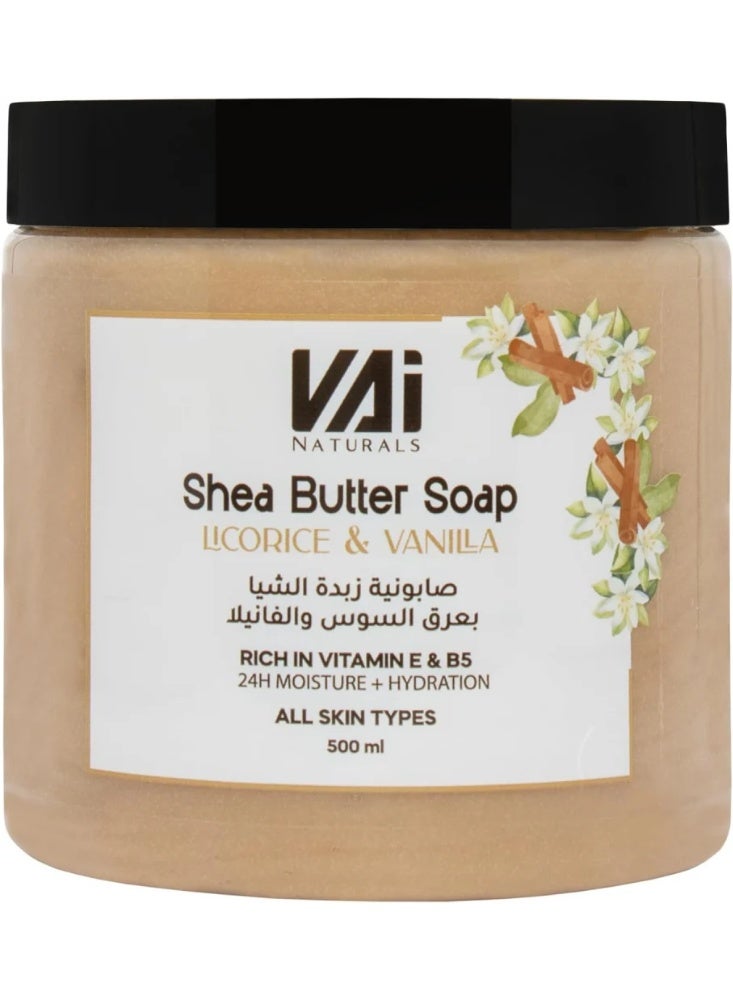 VAI Naturals Shea Butter Licorice & Vanilla Soap 500ml - Image 1