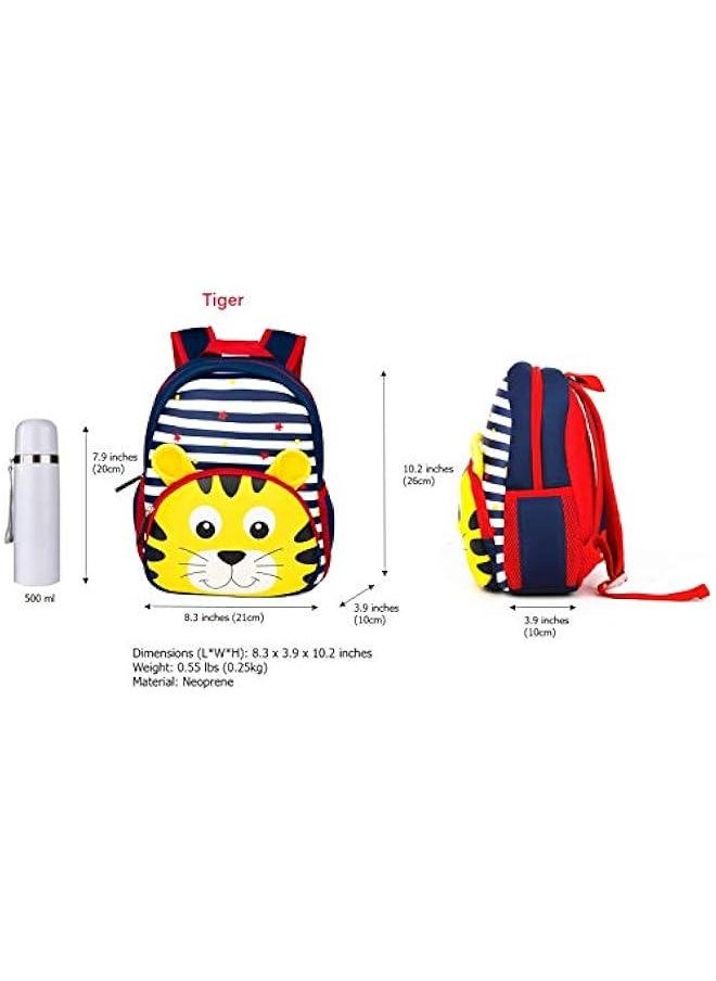 Neoprene Tiger Schoolbag Lunch Backpack for Preschool Toddler Kids  - Image 2