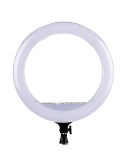RL-18 360° Rotatable LED Ring Light for Live Streaming 2700-6500K with 3 Cell Phone Holders, Remote Control, 2.1m Bracket, 45cm Diameter, Black and White