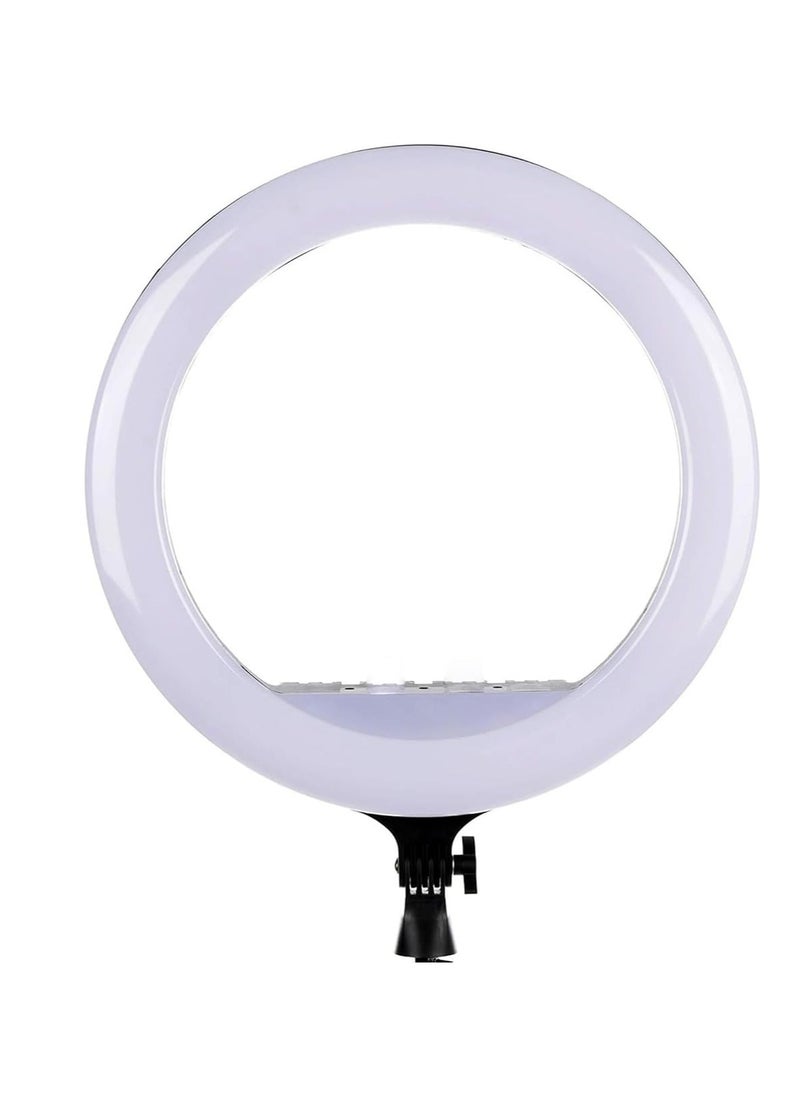 Generic - RL-18 360° Rotatable LED Ring Light for Live Streaming 2700-6500K with 3 Cell Phone Holders, Remote Control, 2.1m Bracket, 45cm Diameter, Black and White - Image 1