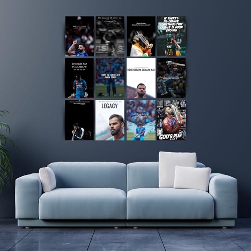 Posters Inc Virat Kohli Wall Posters for Room Decor, Set of 12 Motivational Quote Prints, 8×12 Inch HD Matte Finish on 300 GSM Paper, Birthday Gift for Men, Cricket King Kohli Wall Art with Glue Dots - Image 3
