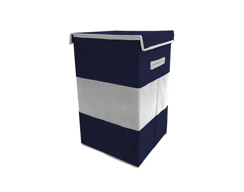 STORE MORE 3 Line 68 Liter Laundry Basket for Clothes Toys With Lid Side Handles Durable Foldable and Collapsible Laundry Storage Bag for Dirty Cloth Blue mix Grey Pack of 2 - Image 3