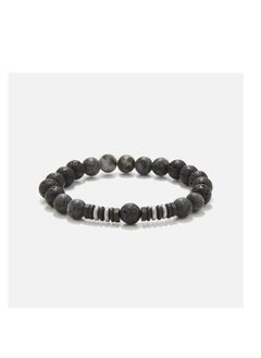 CHRYSOSTOMOS Handmade Beaded Bracelet for Men with Black Lava  - Image 1