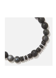CHRYSOSTOMOS Handmade Beaded Bracelet for Men with Black Lava  - Image 2